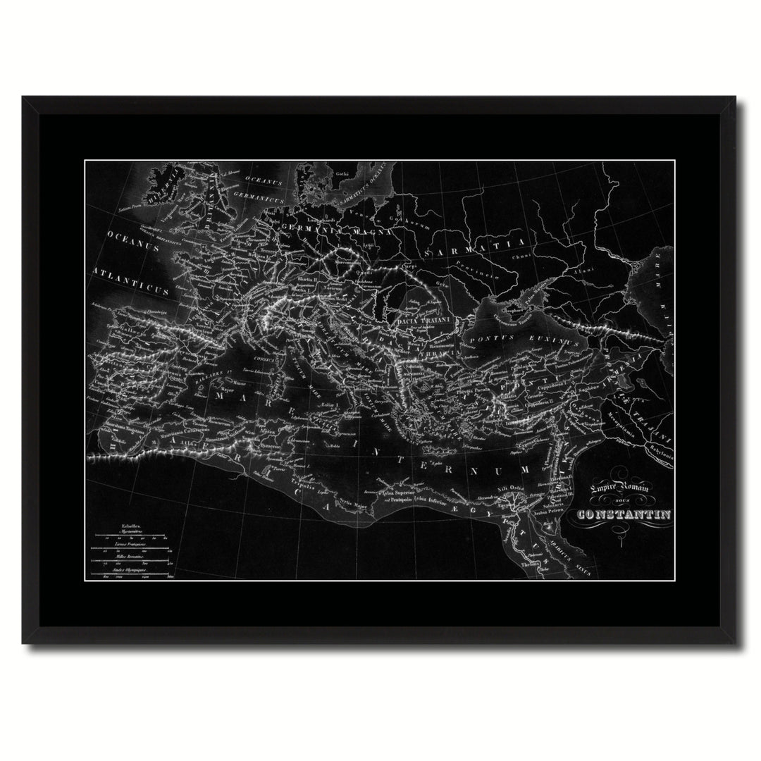 Constantine Empire Vintage Monochrome Map Canvas Print with Picture Frame  Wall Art Gift Ideas Image 3