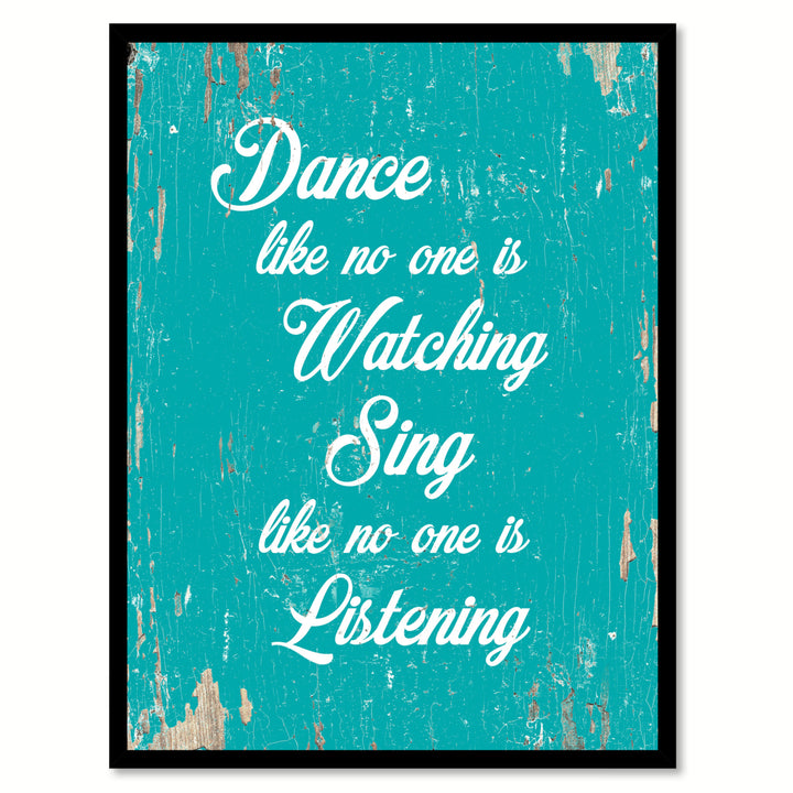 Dance Like No One Is Watching Motivation Saying Canvas Print with Picture Frame  Wall Art Gifts Image 1