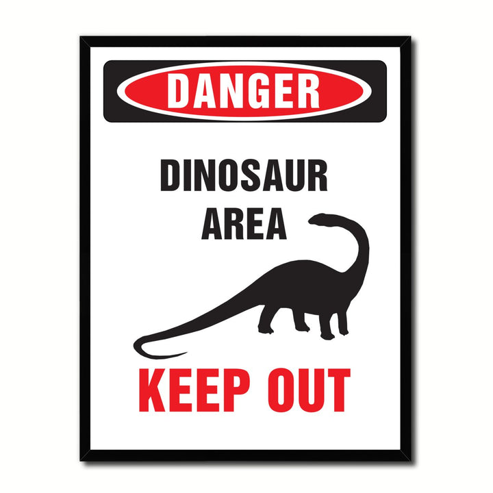 Danger Dinosaur Area Danger Sign Gift Ideas Wall Art  Gift Ideas Canvas Pint Image 1