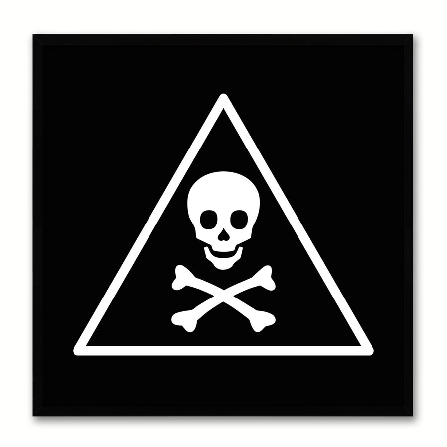 Danger Sign Art Black Canvas Print with Picture Frame Gift Ideas Wall  Mancave Image 1