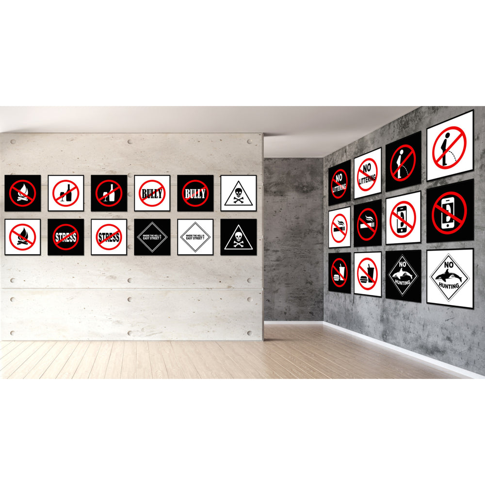 Danger Sign Art Black Canvas Print with Picture Frame Gift Ideas Wall  Mancave Image 2