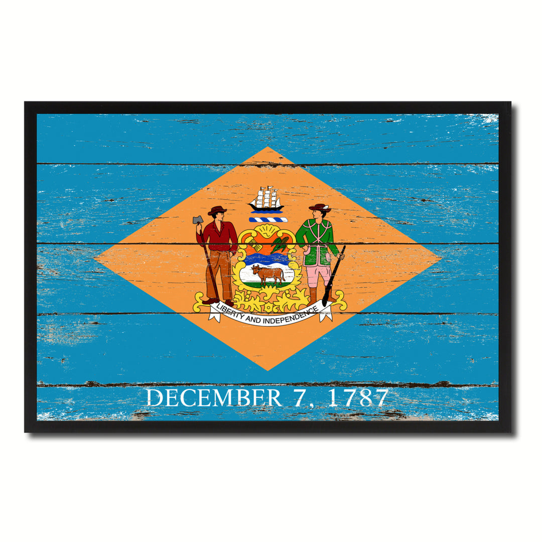 Delaware Flag Canvas Print with Picture Frame Gift Ideas  Wall Art Decoration Image 1