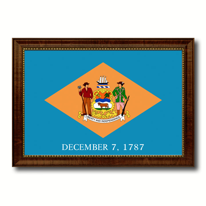 Delaware State Flag Canvas Print with Picture Frame Gift Ideas  Wall Art Decoration Image 1