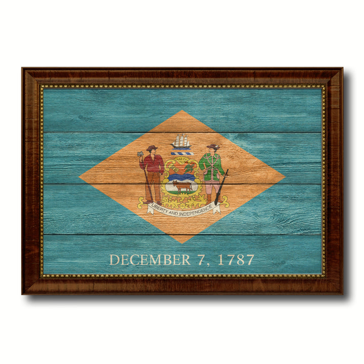 Delaware Texture Flag Canvas Print with Picture Frame Gift Ideas  Wall Art Decoration Image 1
