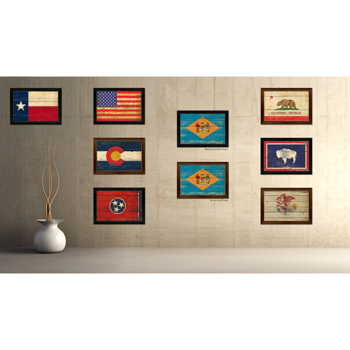 Delaware Vintage Flag Canvas Print with Picture Frame Gift Ideas  Wall Art Decoration Image 3