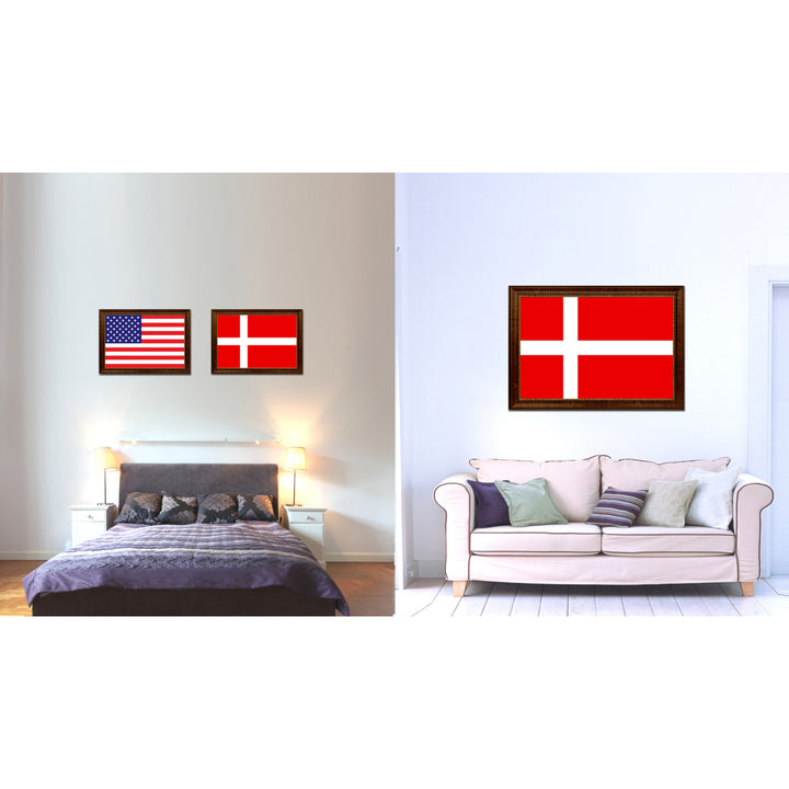 Denmark Country Flag Canvas Print with Picture Frame  Gifts Wall Image 2