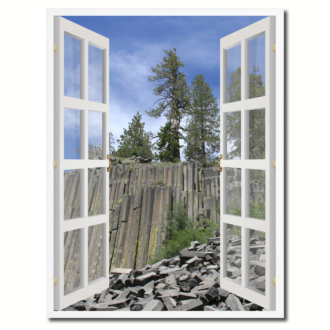 Devils Postpile Monument Picture 3D French Window Canvas Print Gifts  Wall Frames Image 1