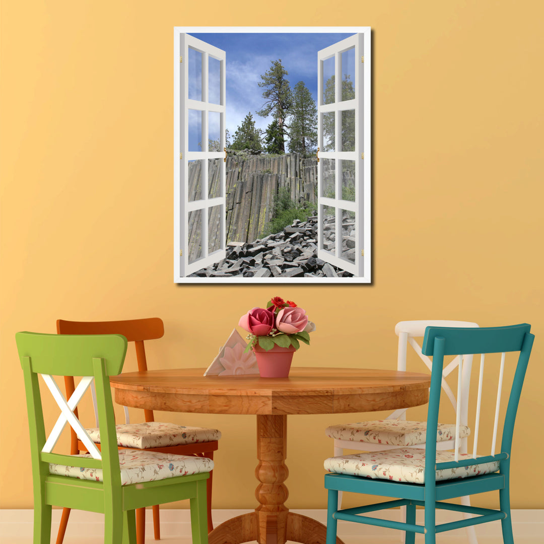 Devils Postpile Monument Picture 3D French Window Canvas Print Gifts  Wall Frames Image 2