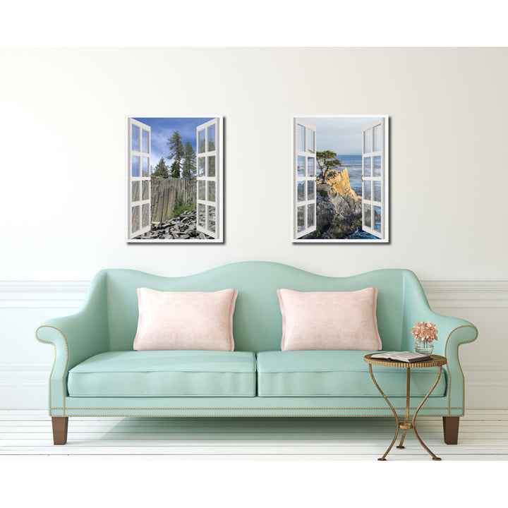Devils Postpile Monument Picture 3D French Window Canvas Print Gifts  Wall Frames Image 3
