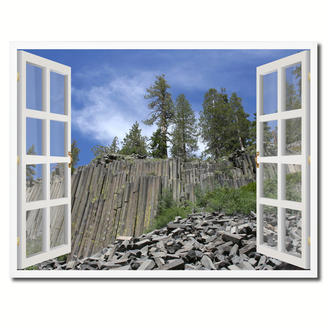 Devils Postpile Monument Picture 3D French Window Canvas Print  Wall Frames Image 1