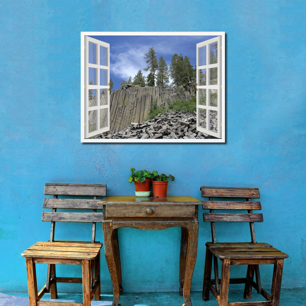 Devils Postpile Monument Picture 3D French Window Canvas Print  Wall Frames Image 2
