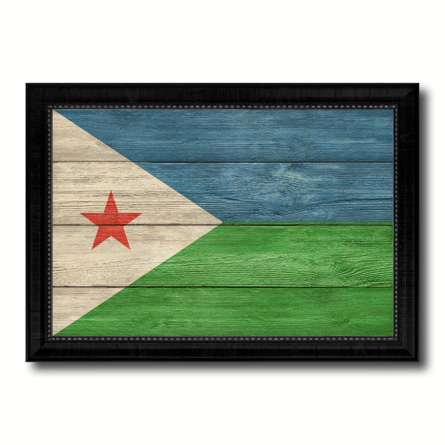 Djibouti Country Flag Texture Canvas Print with Picture Frame  Wall Art Gift Ideas Image 1