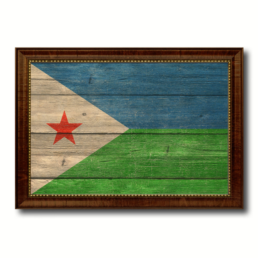 Djibouti Country Flag Texture Canvas Print with Custom Frame  Gift Ideas Wall Decoration Image 1