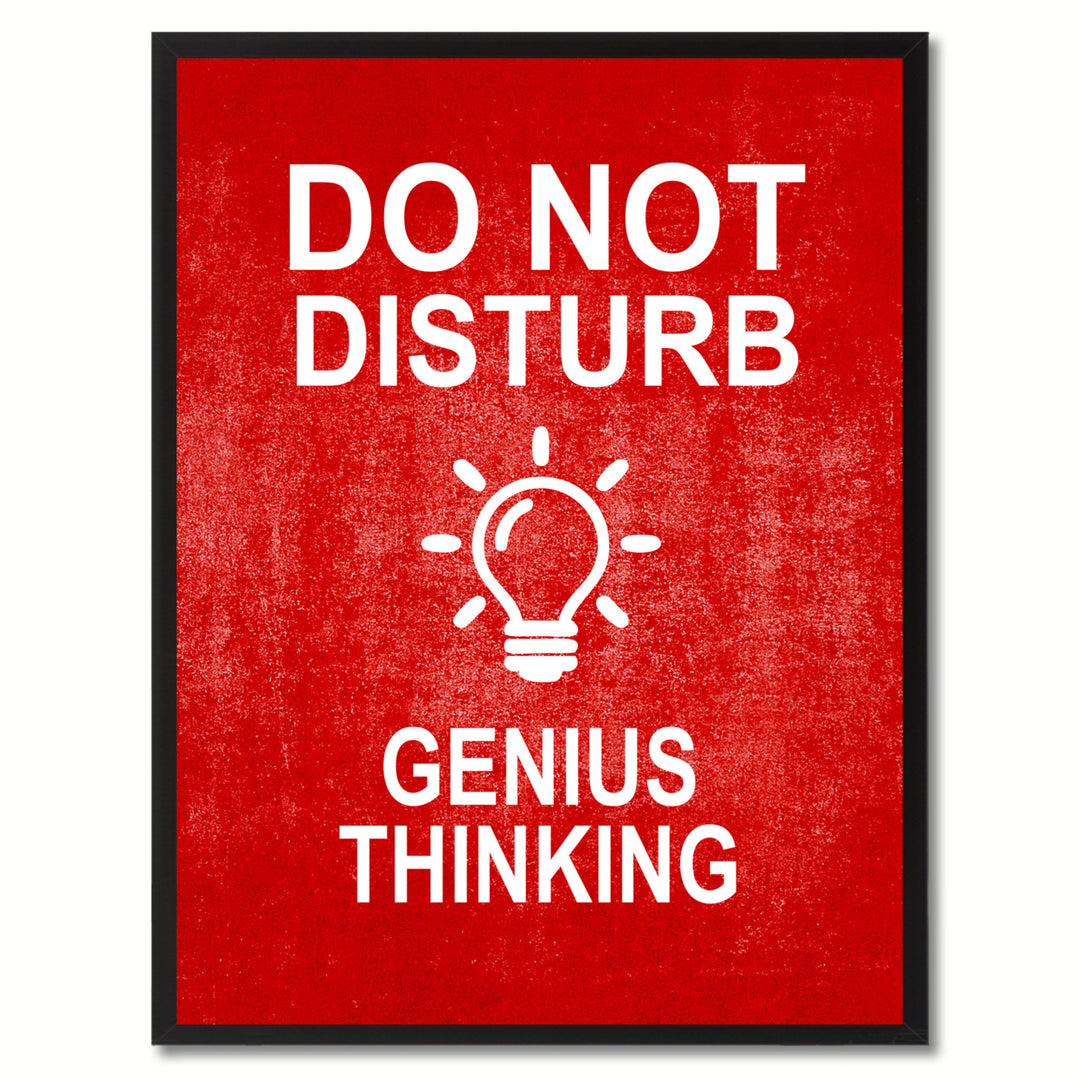 Do Not Disturb Genius Thinking Funny Sign Red Canvas Print with Picture Frame Gift Ideas  Wall Art Gifts 91768 Image 1