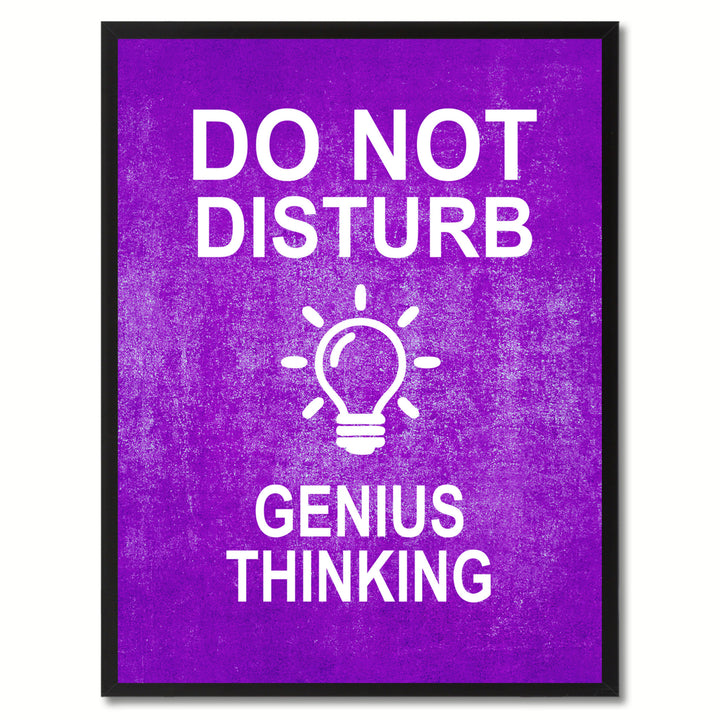 Do Not Disturb Genius Thinking Funny Sign Purple Canvas Print with Picture Frame Gift Ideas  Wall Art Gifts 91767 Image 1