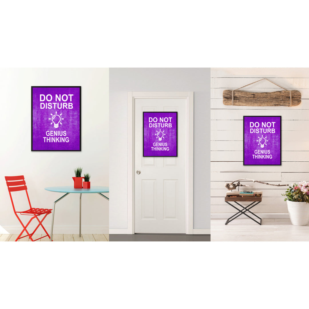 Do Not Disturb Genius Thinking Funny Sign Purple Canvas Print with Picture Frame Gift Ideas  Wall Art Gifts 91767 Image 2