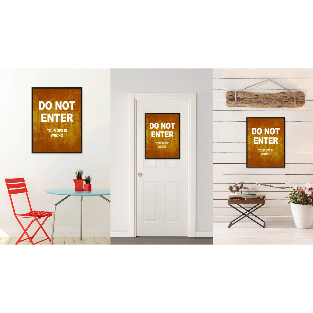 Do Not Enter Funny Sign Brown Canvas Print with Picture Frame Gift Ideas  Wall Art Gifts 91774 Image 2