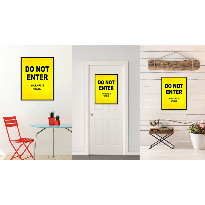 Do Not Enter Funny Sign Yellow Canvas Print with Picture Frame Gift Ideas  Wall Art Gifts 91780 Image 2