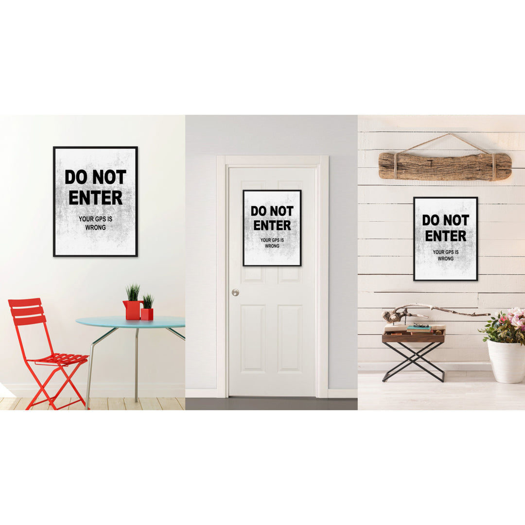 Do Not Enter Funny Sign White Canvas Print with Picture Frame Gift Ideas  Wall Art Gifts 91779 Image 2