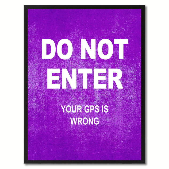 Do Not Enter Funny Sign Purple Canvas Print with Picture Frame Gift Ideas  Wall Art Gifts 91777 Image 1