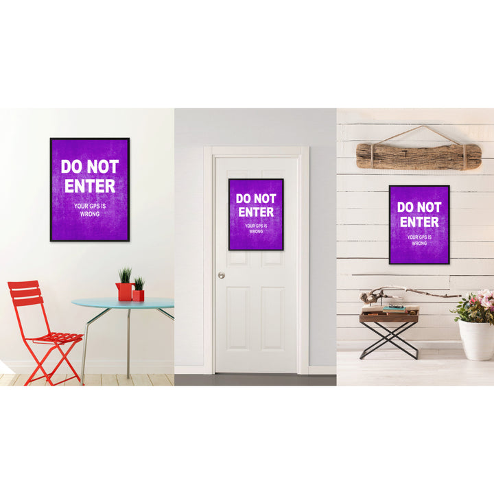 Do Not Enter Funny Sign Purple Canvas Print with Picture Frame Gift Ideas  Wall Art Gifts 91777 Image 2