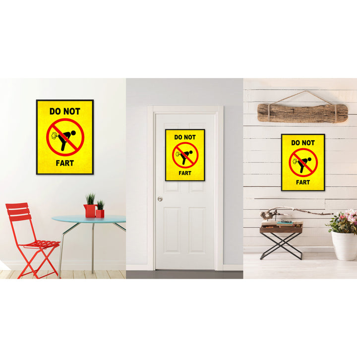 Do Not ft Funny Sign Yellow Canvas Print with Picture Frame Gift Ideas  Wall Art Gifts 91790 Image 2