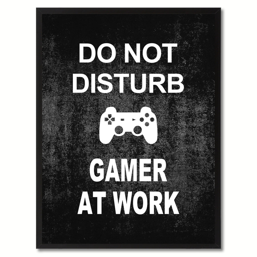 Dont Disturb Gamer Funny Sign Black Canvas Print with Picture Frame Gift Ideas  Wall Art Gifts 91802 Image 1