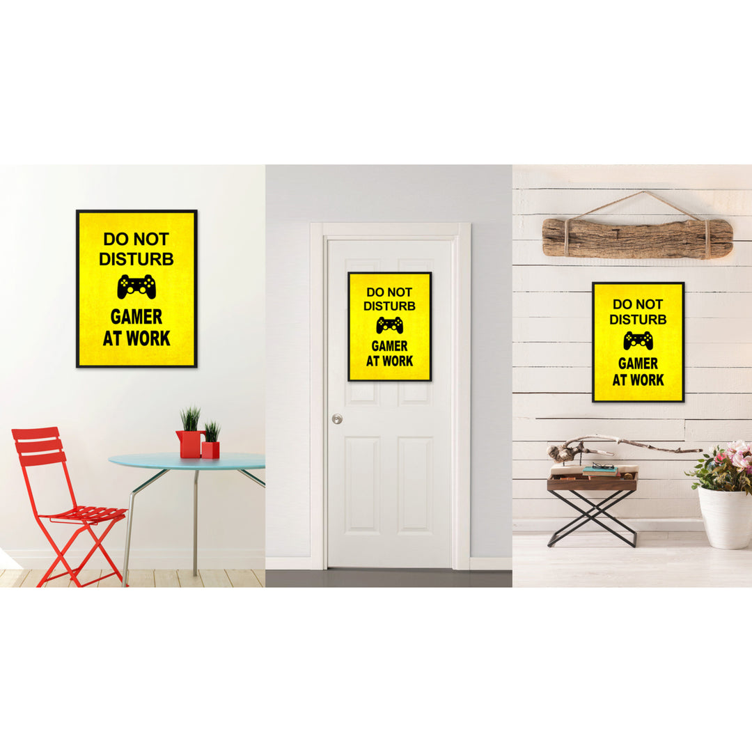 Dont Disturb Gamer Funny Sign Yellow Canvas Print with Picture Frame Gift Ideas  Wall Art Gifts 91810 Image 2