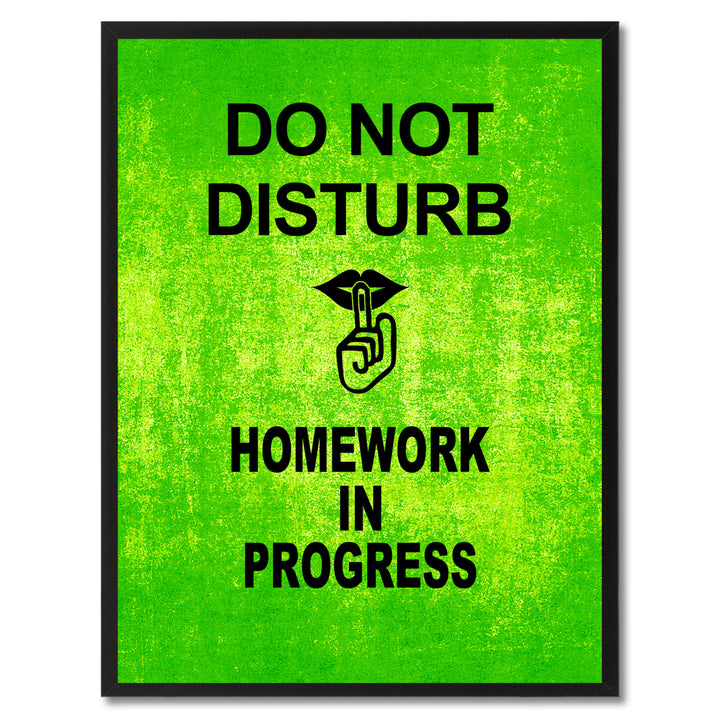 Dont Disturb Shhh Funny Sign Green Canvas Print with Picture Frame Gift Ideas  Wall Art Gifts 91815 Image 1