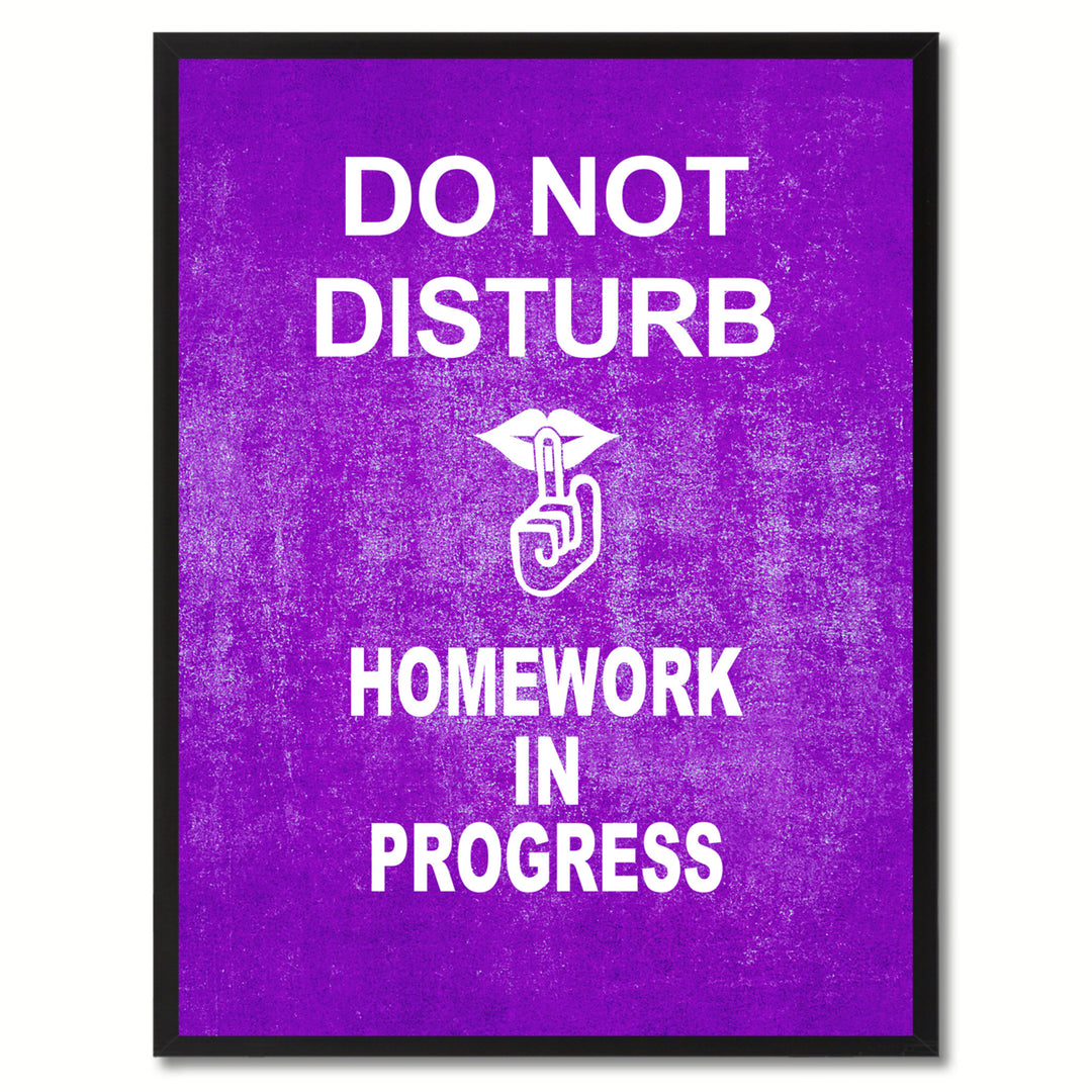 Dont Disturb Shhh Funny Sign Purple Canvas Print with Picture Frame Gift Ideas  Wall Art Gifts 91817 Image 1