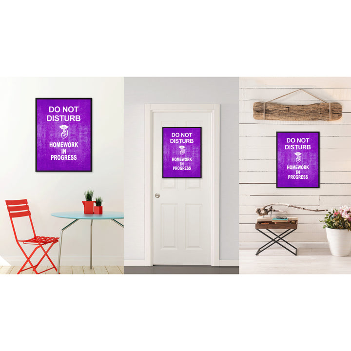 Dont Disturb Shhh Funny Sign Purple Canvas Print with Picture Frame Gift Ideas  Wall Art Gifts 91817 Image 2