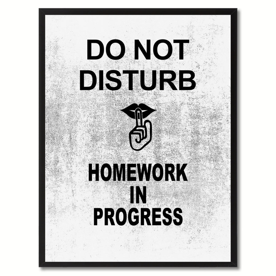 Dont Disturb Shhh Funny Sign White Canvas Print with Picture Frame Gift Ideas  Wall Art Gifts 91819 Image 1