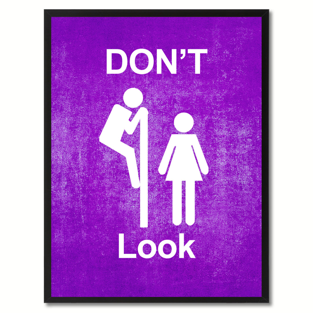 Dont Look Funny Sign Purple Canvas Print with Picture Frame Gift Ideas  Wall Art Gifts 91837 Image 1