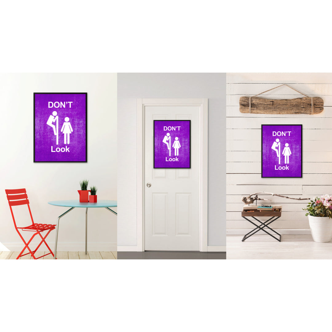 Dont Look Funny Sign Purple Canvas Print with Picture Frame Gift Ideas  Wall Art Gifts 91837 Image 2