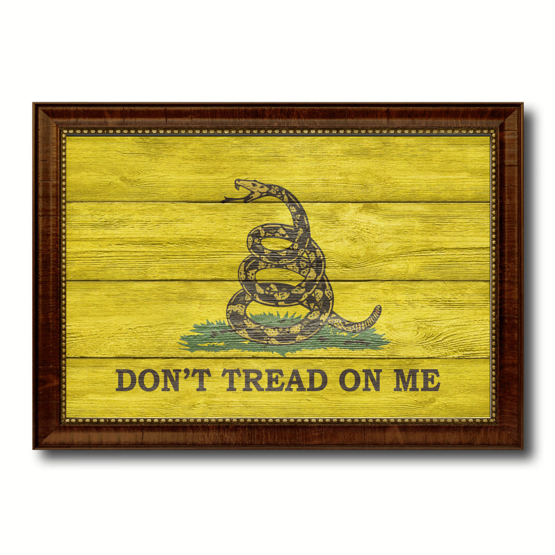 Dont Tread on Me Military Textured Flag Canvas Print with Picture Frame  Wall Art Gifts Image 1