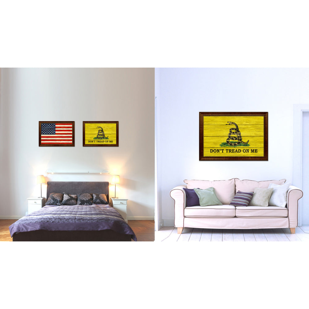 Dont Tread on Me Military Textured Flag Canvas Print with Picture Frame  Wall Art Gifts Image 2