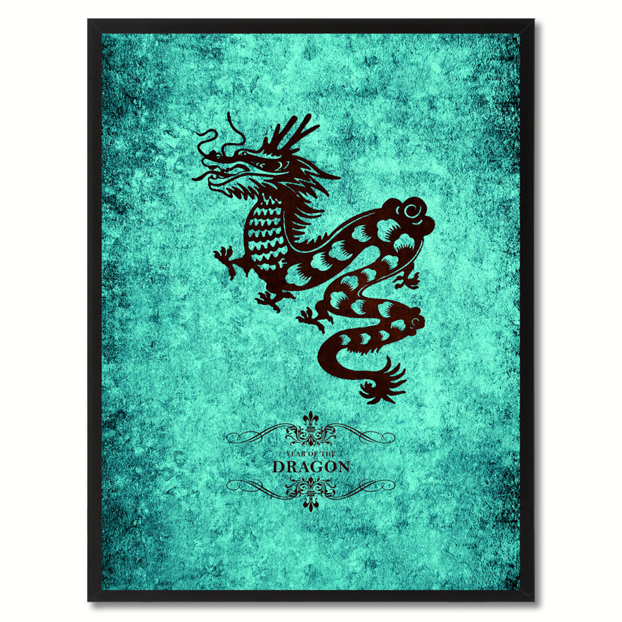 Dragon Chinese Zodiac Canvas Print with Black Picture Frame  Wall Art Gift Image 1