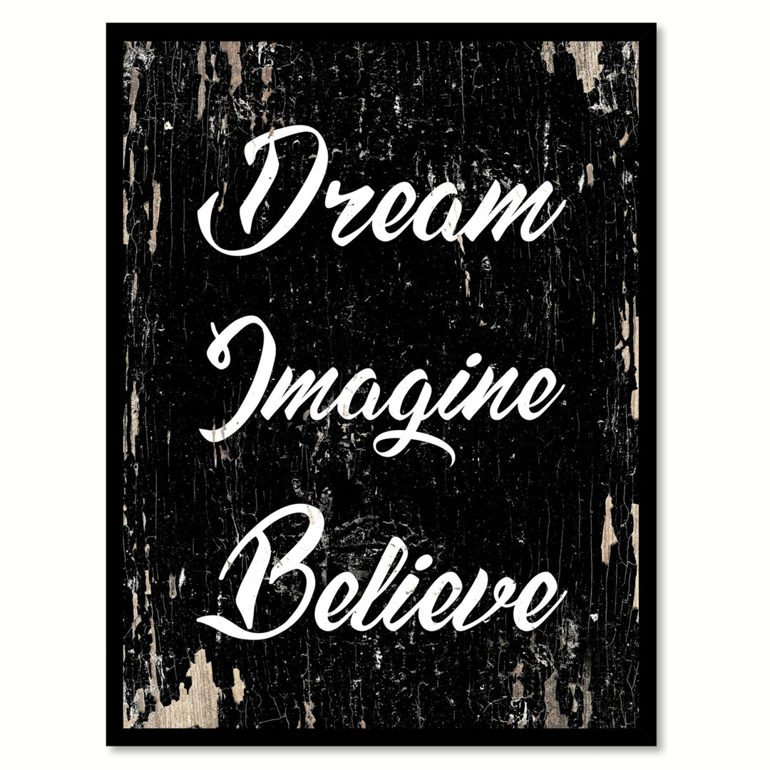 Dream Imagine Believe Motivation Saying Canvas Print with Picture Frame  Wall Art Gifts Image 1