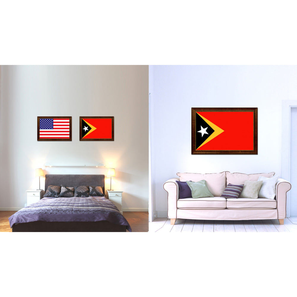 East Timor Country Flag Canvas Print with Picture Frame  Gifts Wall Image 2