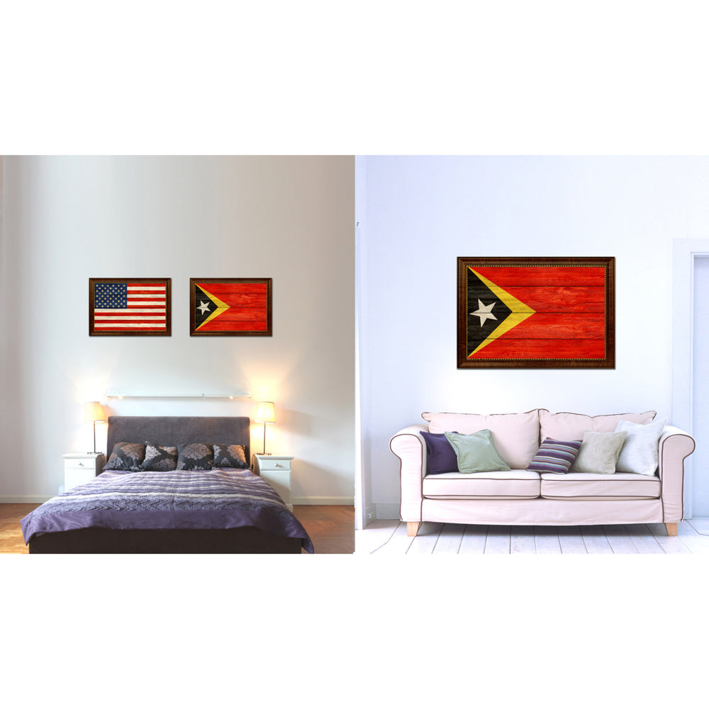 East Timor Country Flag Texture Canvas Print with Custom Frame  Gift Ideas Wall Decoration Image 2