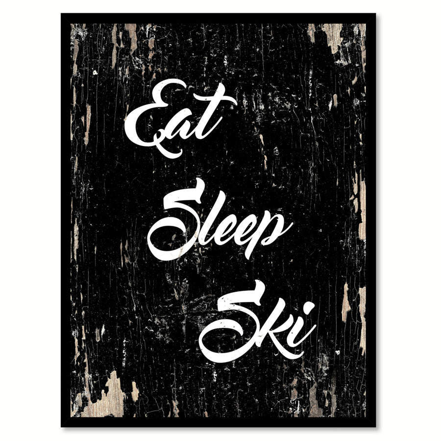 Eat Sleep Ski Saying Canvas Print with Picture Frame  Wall Art Gifts Image 1