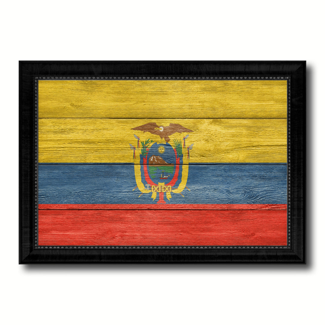 Ecuador Country Flag Texture Canvas Print with Picture Frame  Wall Art Gift Ideas Image 1