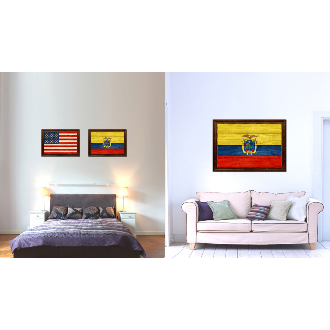 Ecuador Country Flag Texture Canvas Print with Custom Frame  Gift Ideas Wall Decoration Image 2