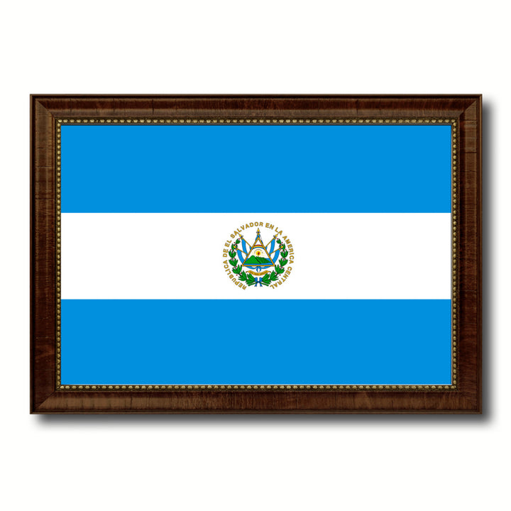 El Salvador Country Flag Canvas Print with Picture Frame  Gifts Wall Image 1