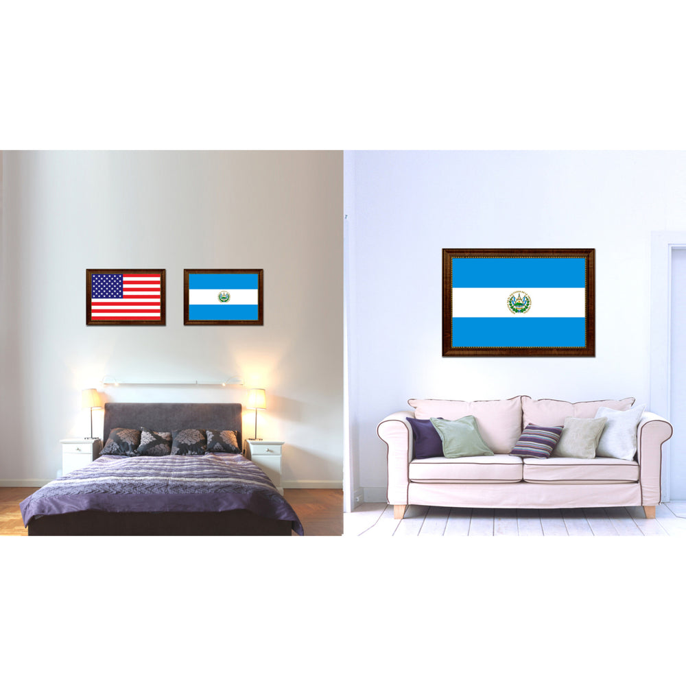 El Salvador Country Flag Canvas Print with Picture Frame  Gifts Wall Image 2