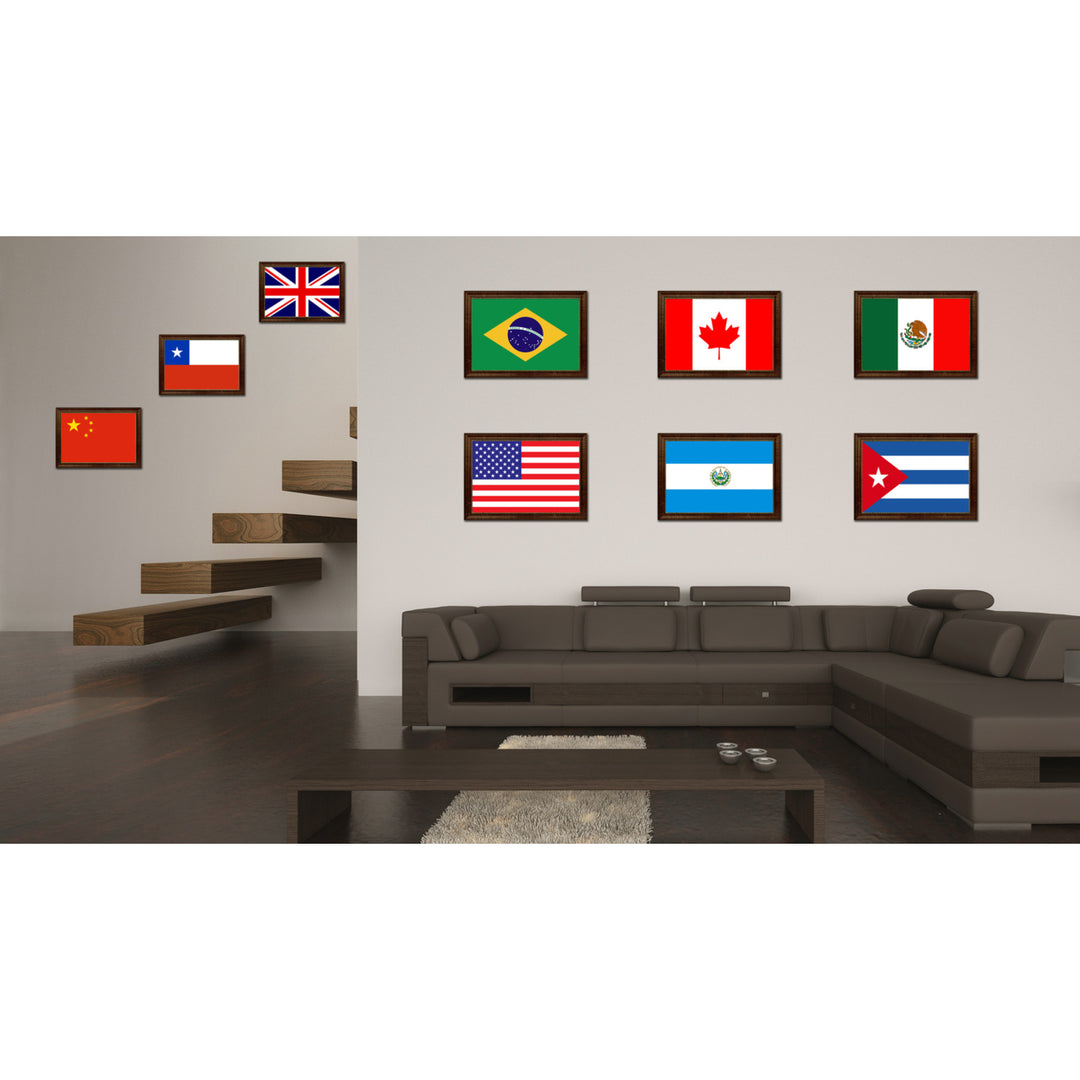 El Salvador Country Flag Canvas Print with Picture Frame  Gifts Wall Image 3
