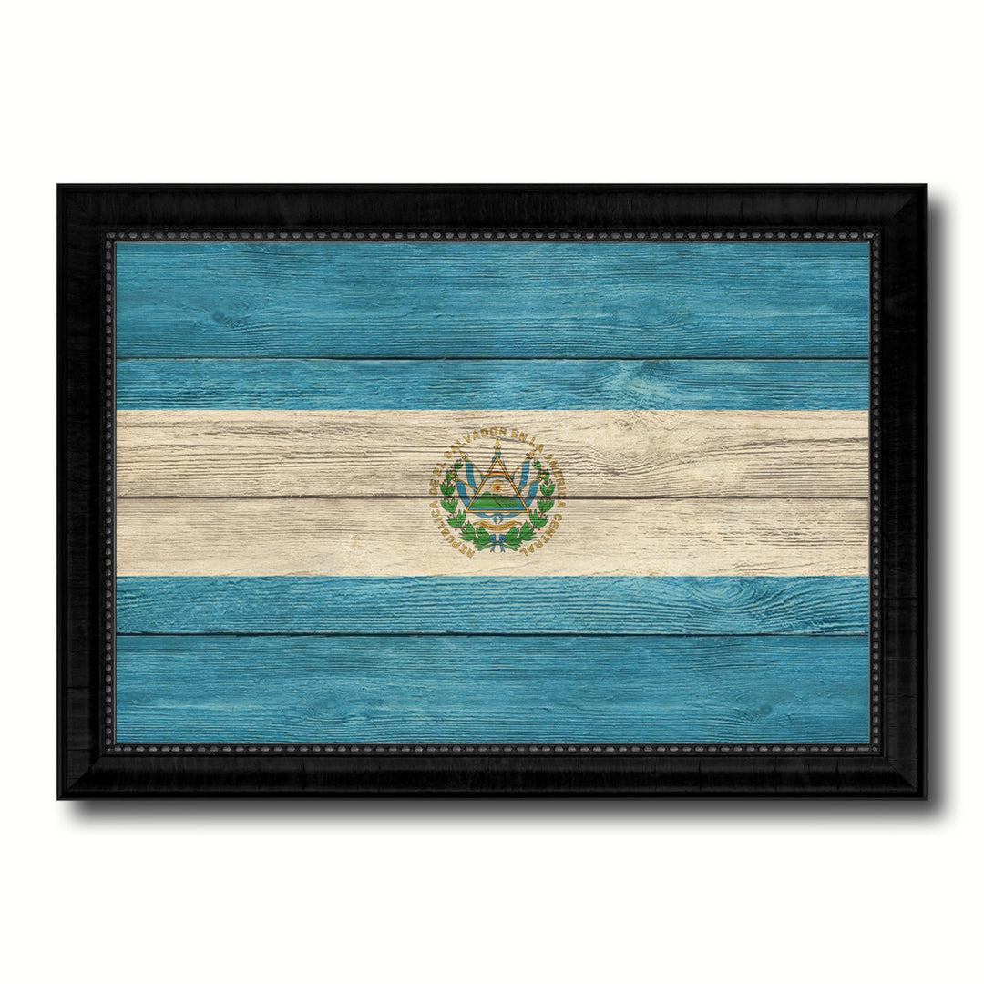 El Salvador Country Flag Texture Canvas Print with Picture Frame  Wall Art Gift Ideas Image 1