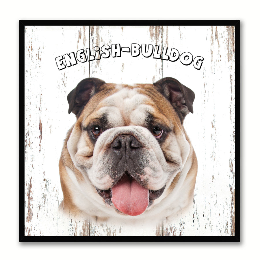 English Bulldog Dog Canvas Print with Picture Frame Gift  Wall Art Decoration Image 1