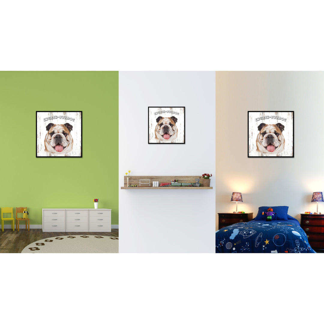 English Bulldog Dog Canvas Print with Picture Frame Gift  Wall Art Decoration Image 2