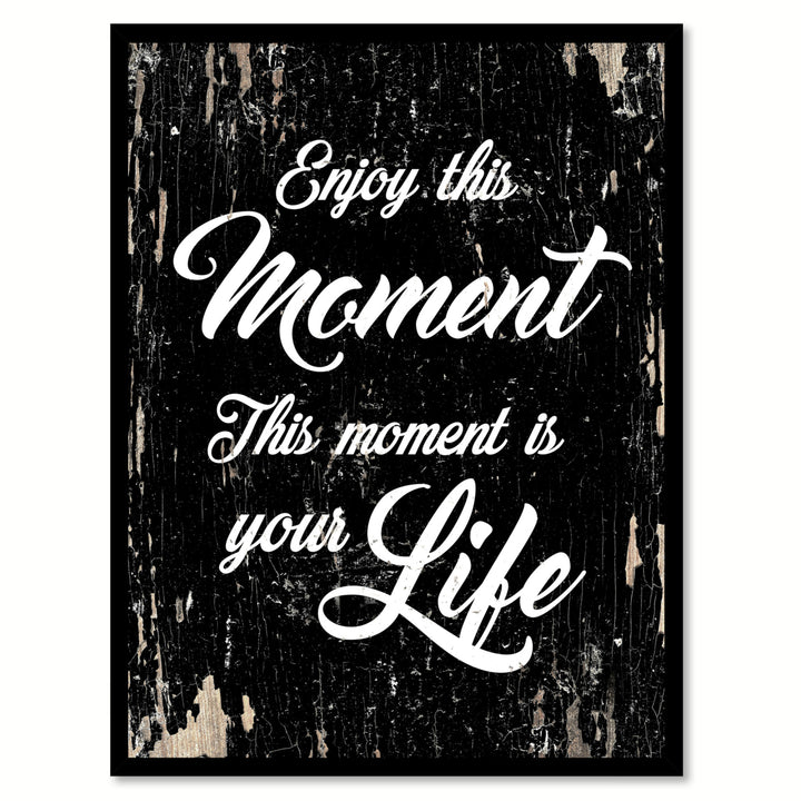 Enjoy This Moment Saying Canvas Print with Picture Frame  Wall Art Gifts Image 1